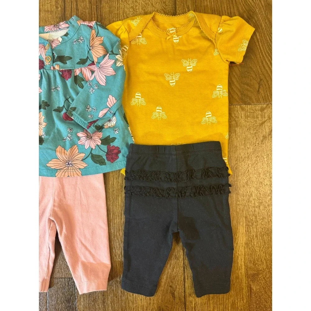 Carters Baby Girl 3 Months Outfits Ruffled Pants Jeans Shirts Spring Clothes Lot